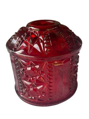 Vintage Indiana Glass Red Stars and Bars Fairy Lamp TOP ONLY Pressed Glass